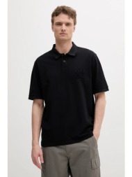 βαμβακερό μπλουζάκι πόλο hugo ανδρικό, χρώμα: μαύρο, 50535286 100% βαμβάκι