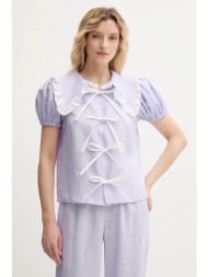 πουκάμισο από λινό the sleeper χρώμα: μοβ, pfsr01p009r 100% λινό