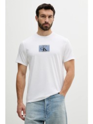 βαμβακερό μπλουζάκι calvin klein ανδρικό, χρώμα: άσπρο, lv04rc854g 100% βαμβάκι