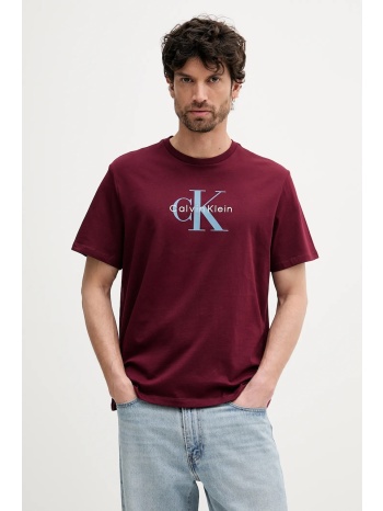 μπλουζάκι calvin klein jeans χρώμα μπορντό, lv04rb862g