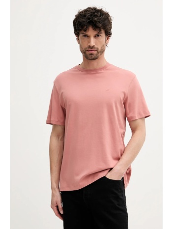 βαμβακερό μπλουζάκι calvin klein ανδρικό, χρώμα πορτοκαλί