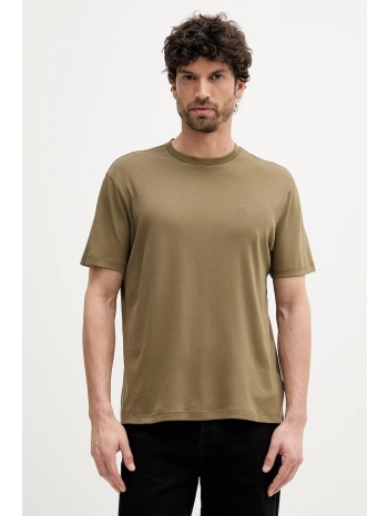 βαμβακερό μπλουζάκι calvin klein ανδρικό, χρώμα πράσινο
