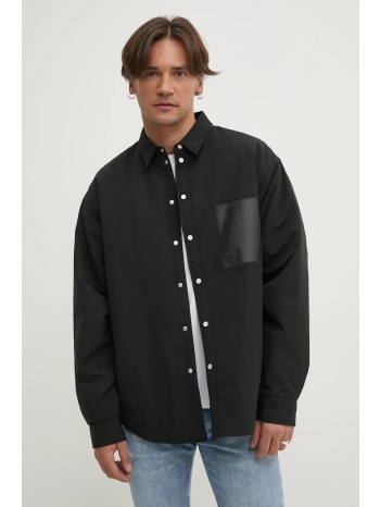 μπουφάν purple brand snap front shirt jacket χρώμα μαύρο