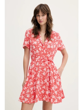 φόρεμα tommy jeans χρώμα κόκκινο, dw0dw21353 100% βισκόζη