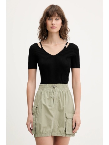 πουλόβερ hugo χρώμα μαύρο, 50538223 76% βισκόζη, 24%