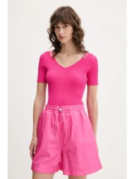 πουλόβερ hugo χρώμα: ροζ, 50538223 76% βισκόζη, 24% πολυαμίδιο