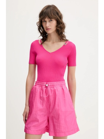 πουλόβερ hugo χρώμα ροζ, 50538223 76% βισκόζη, 24%