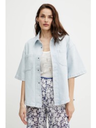 τζιν πουκάμισο ivy oak erica χρώμα: μπλε, io112365 99% βαμβάκι, 1% ελαστάν