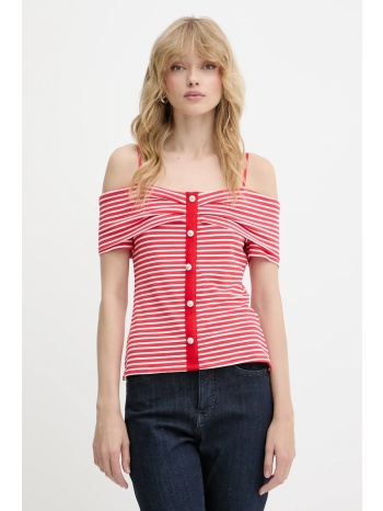 μπλουζάκι morgan χρώμα κόκκινο, dropez 65% πολυεστέρας