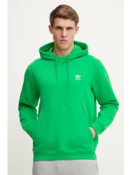 μπλούζα adidas originals essential χρώμα: πράσινο, με κουκούλα, jn0237 κύριο υλικό: 70% βαμβάκι, 30%