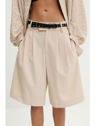 σορτς από μείγμα μαλλιού answear lab χρώμα: μπεζ 67% πολυεστέρας, 27% βαμβάκι, 6% μαλλί