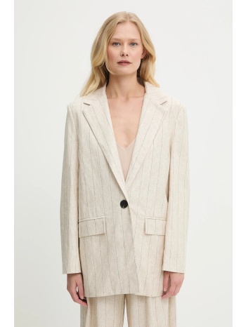 blazer με μείγμα λινών answear lab χρώμα μπεζ κύριο υλικό