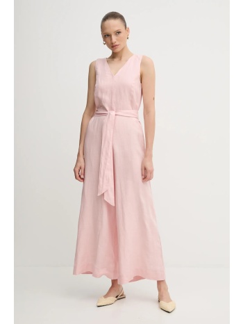 λινό ολόσωμο united colors of benetton χρώμα ροζ