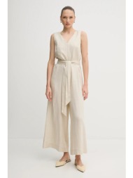 λινό ολόσωμο united colors of benetton χρώμα: μπεζ, 4aghdt00e 100% λινό