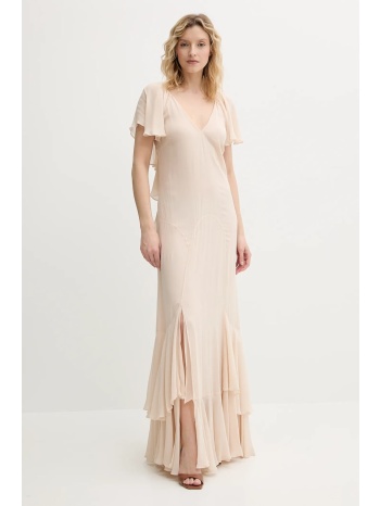 φόρεμα twinset χρώμα μπεζ, 251ts2180 100% βισκόζη