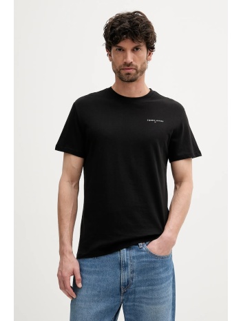 βαμβακερό μπλουζάκι tommy jeans ανδρικό, χρώμα μαύρο