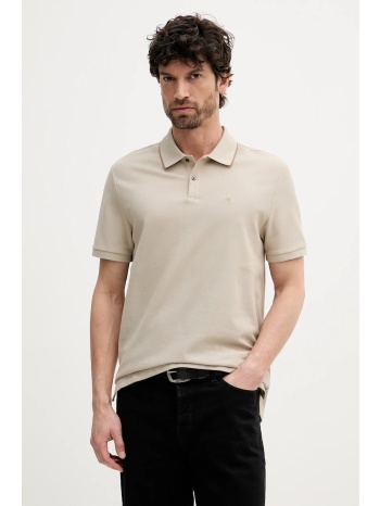 βαμβακερό μπλουζάκι πόλο calvin klein ανδρικό, χρώμα μπεζ