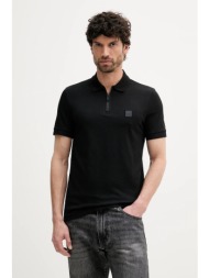 πόλο boss orange χρώμα: μαύρο, 50537507 95% βαμβάκι, 5% ελαστάν