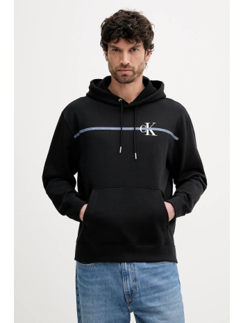 μπλούζα calvin klein χρώμα μαύρο, με κουκούλα, lv04rc289g