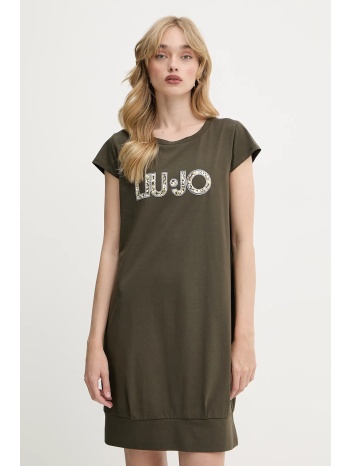 φόρεμα liu jo χρώμα πράσινο, va5194.js003 95% βαμβάκι, 5%