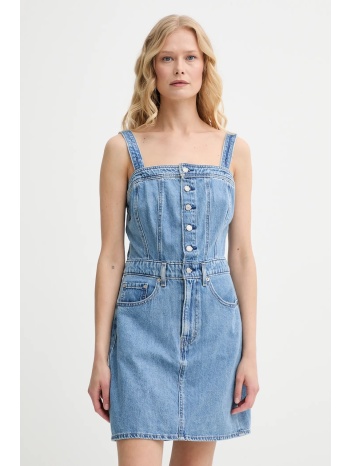 φόρεμα levi`s iconic button thru dress χρώμα μπλε, 001we