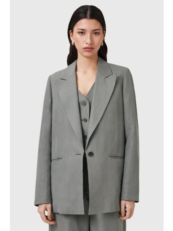 blazer με μείγμα λινών allsaints averie χρώμα γκρι, w043qc