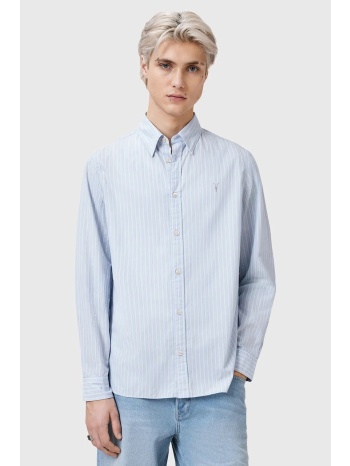 βαμβακερό πουκάμισο allsaints saint ανδρικό, χρώμα μπλε