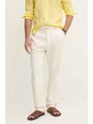 παντελόνι με λινό μείγμα pepe jeans linen pull on pants χρώμα: μπεζ, pm211872 κύριο υλικό: 77% βαμβά