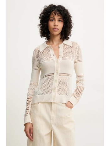 πλεκτή ζακέτα moschino jeans χρώμα μπεζ, 0905 3701 75%