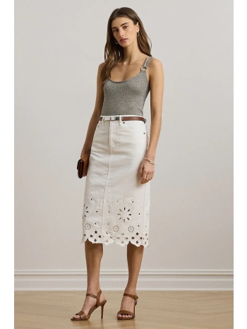 τζιν φούστα lauren ralph lauren χρώμα άσπρο, 200978819