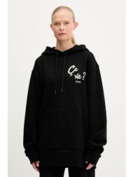 βαμβακερή μπλούζα hugo γυναικεία, χρώμα: μαύρο, με κουκούλα, 50545201 100% βαμβάκι