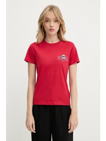 βαμβακερό μπλουζάκι karl lagerfeld χρώμα κόκκινο, a3w17085
