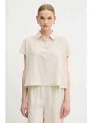 μπλουζάκι united colors of benetton χρώμα: μπεζ, 5onvdq0bq 65% βαμβάκι, 35% βισκόζη