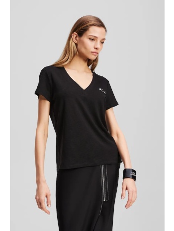 λευκό μπλουζάκι karl lagerfeld χρώμα μαύρο, a3w17070 55%