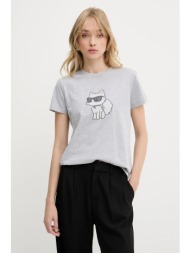 βαμβακερό μπλουζάκι karl lagerfeld χρώμα: γκρι, a3w17110 100% οργανικό βαμβάκι