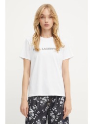βαμβακερό μπλουζάκι karl lagerfeld χρώμα: άσπρο, a3w17102 100% βαμβάκι