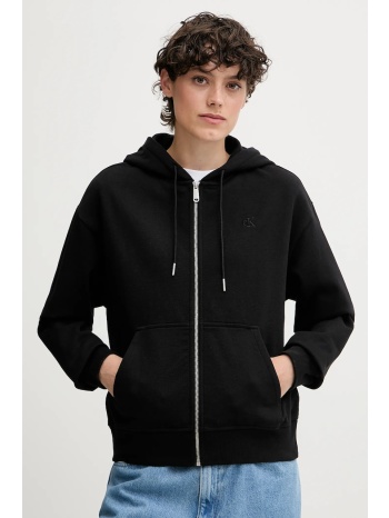 μπλούζα calvin klein jeans χρώμα μαύρο, με κουκούλα