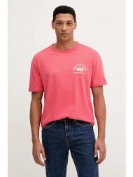 βαμβακερό μπλουζάκι gant ανδρικό, χρώμα: ροζ, 2003314 100% βαμβάκι