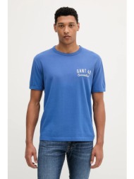 βαμβακερό μπλουζάκι gant ανδρικό, χρώμα: μοβ, 2003314 100% βαμβάκι