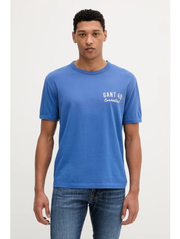 βαμβακερό μπλουζάκι gant ανδρικό, χρώμα μοβ, 2003314 100%