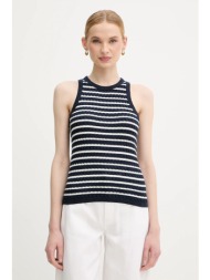 βαμβακερό γιλέκο tommy hilfiger χρώμα: ναυτικό μπλε, ww0ww45706 100% βαμβάκι