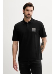 βαμβακερό μπλουζάκι πόλο hugo ανδρικό, χρώμα: μαύρο, 50542834 100% βαμβάκι