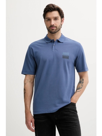 βαμβακερό μπλουζάκι πόλο hugo ανδρικό, χρώμα μπλε