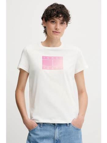 βαμβακερό μπλουζάκι tommy jeans χρώμα άσπρο, dw0dw20905