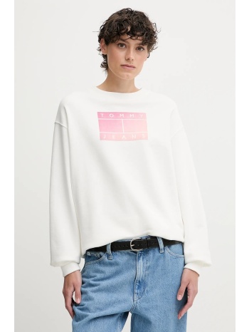 βαμβακερή μπλούζα tommy jeans γυναικεία, χρώμα άσπρο
