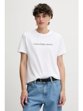 βαμβακερό μπλουζάκι calvin klein jeans χρώμα άσπρο