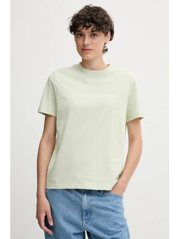 βαμβακερό μπλουζάκι calvin klein jeans χρώμα πράσινο