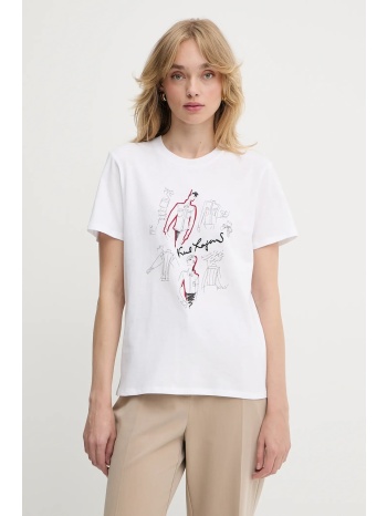 βαμβακερό μπλουζάκι karl lagerfeld χρώμα άσπρο, a3w17099
