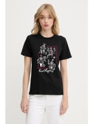 βαμβακερό μπλουζάκι karl lagerfeld χρώμα: μαύρο, a3w17099 100% οργανικό βαμβάκι