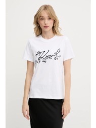 βαμβακερό μπλουζάκι karl lagerfeld χρώμα: άσπρο, a3w17018 100% οργανικό βαμβάκι